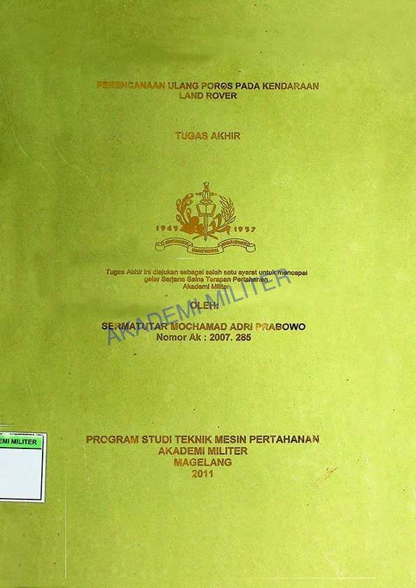 PERENCANAAN ULANG POROS PADA KENDARAAN LAND ROVER